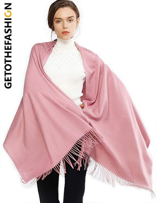 Cashmere Warm Scarf Pashima Winter Pink Shawl Getothefashion