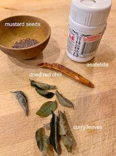 Tempering Ingredients, curry leaves, asafetida, chilies