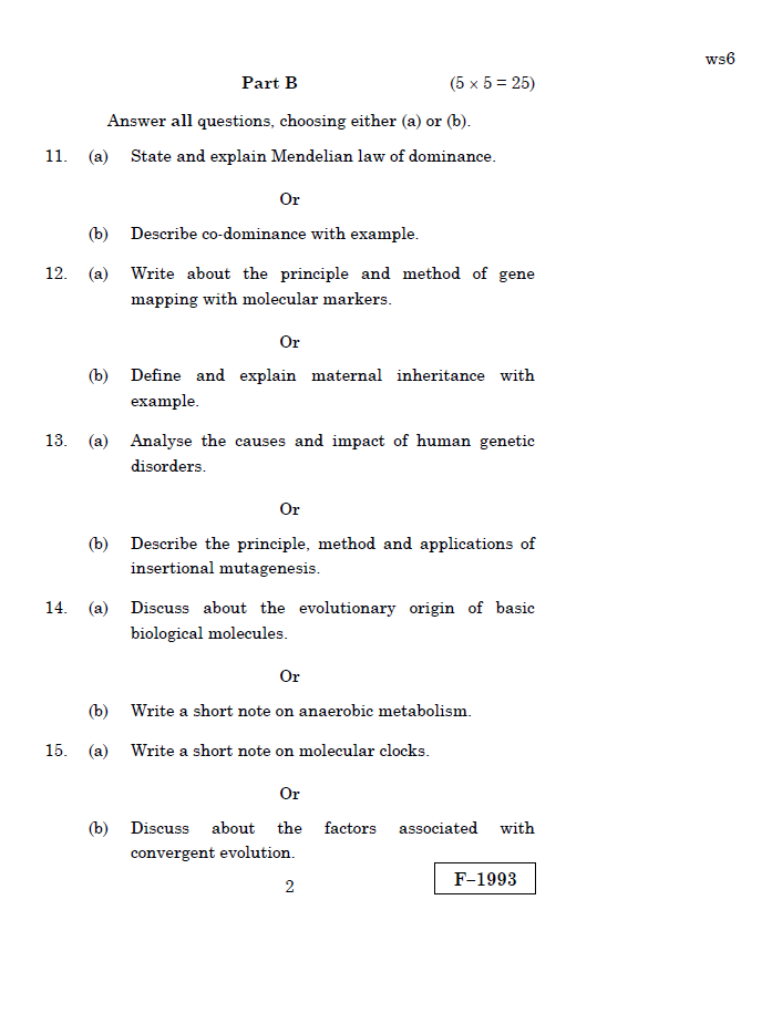 Alagappa University M.Sc Botany AND EVOLUTION APRIL 2019