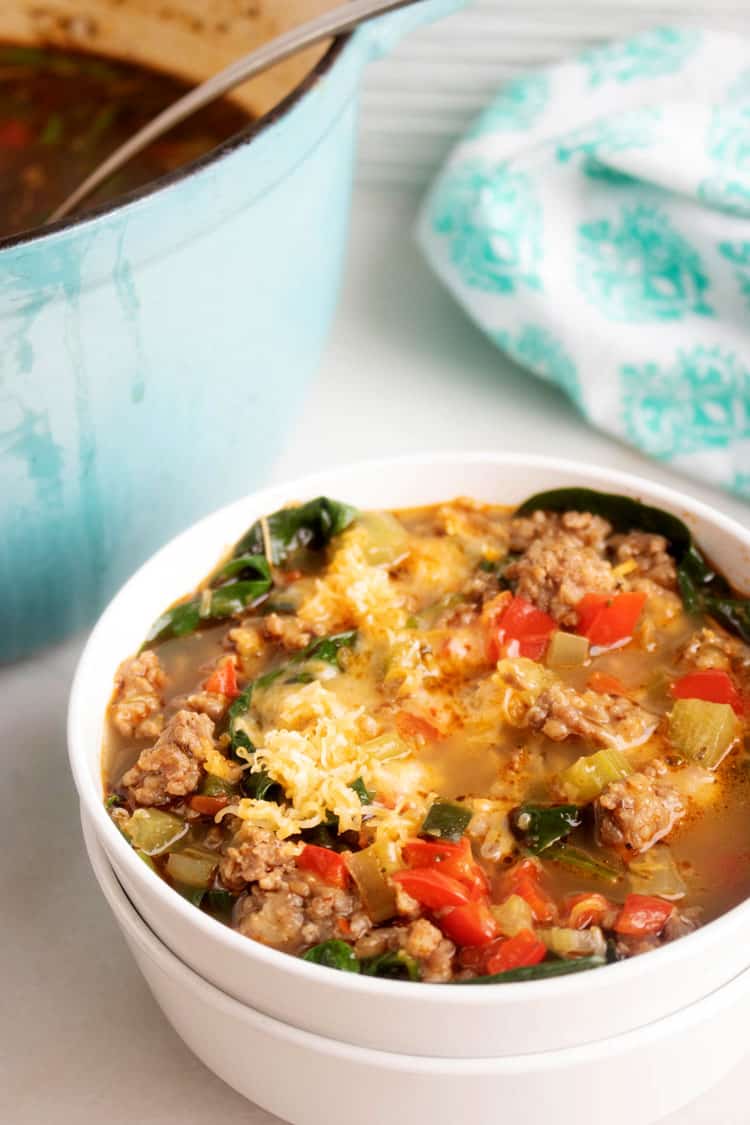 EASY KETO SOUP WITH SAUSAGE, PEPPERS AND SPINACH - CRAVING RECIPE