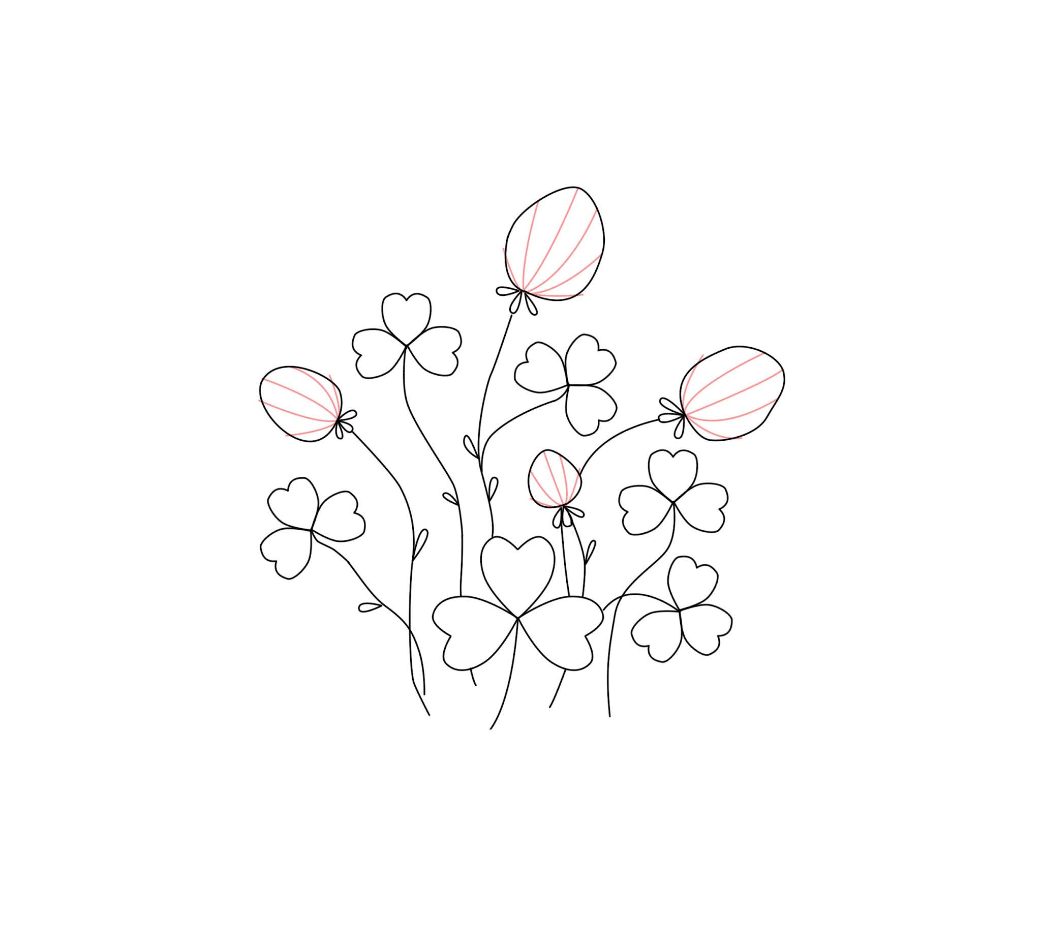 Clover free hand embroidery pattern  stitch floral