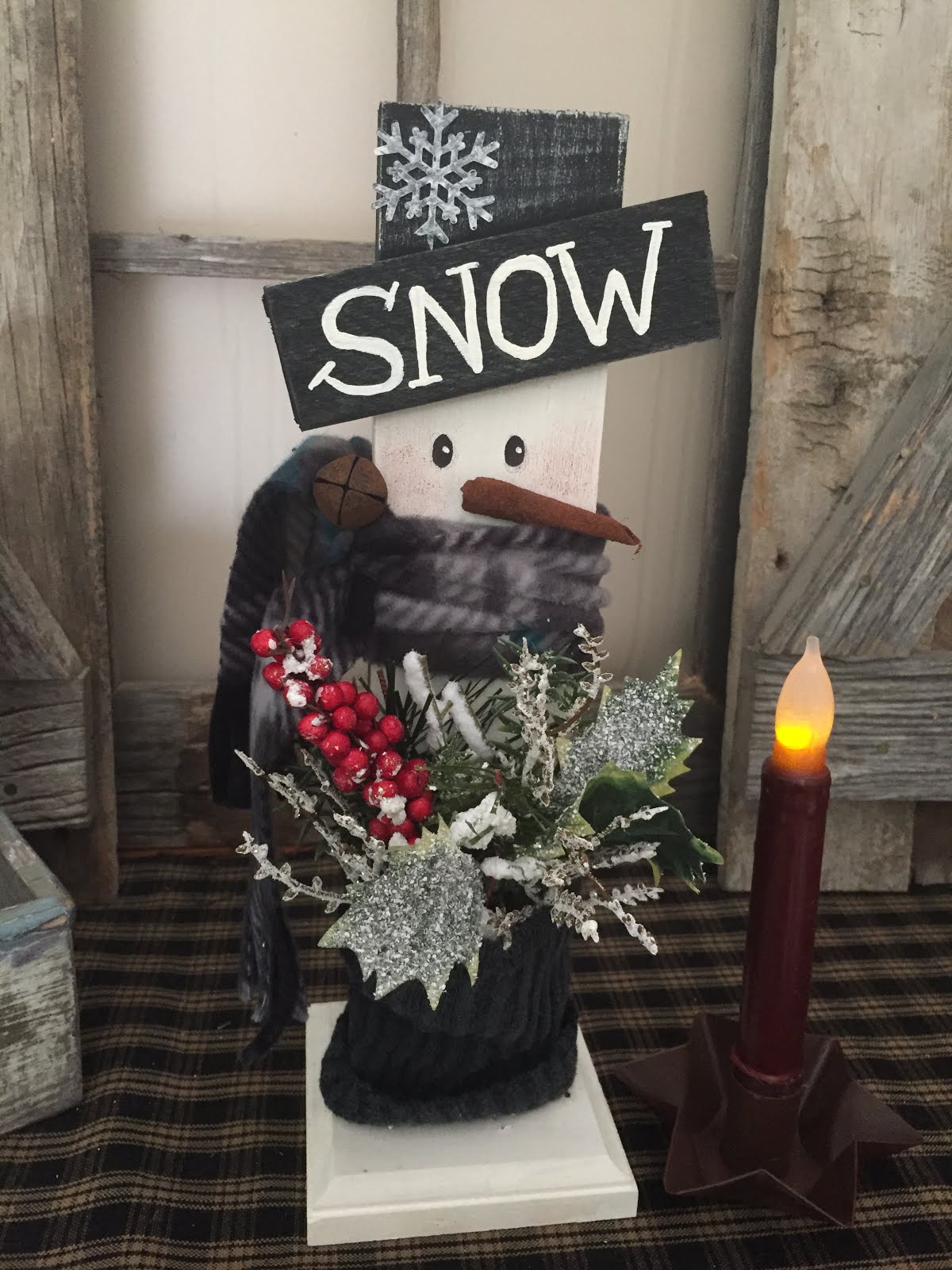 Hand Painted Wood Snowman