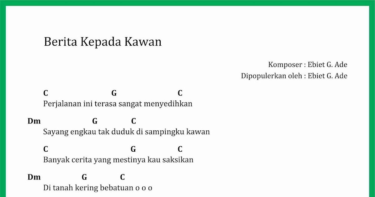 Chordtela Ebiet G Ade Berita Kepada Kawan Lirik