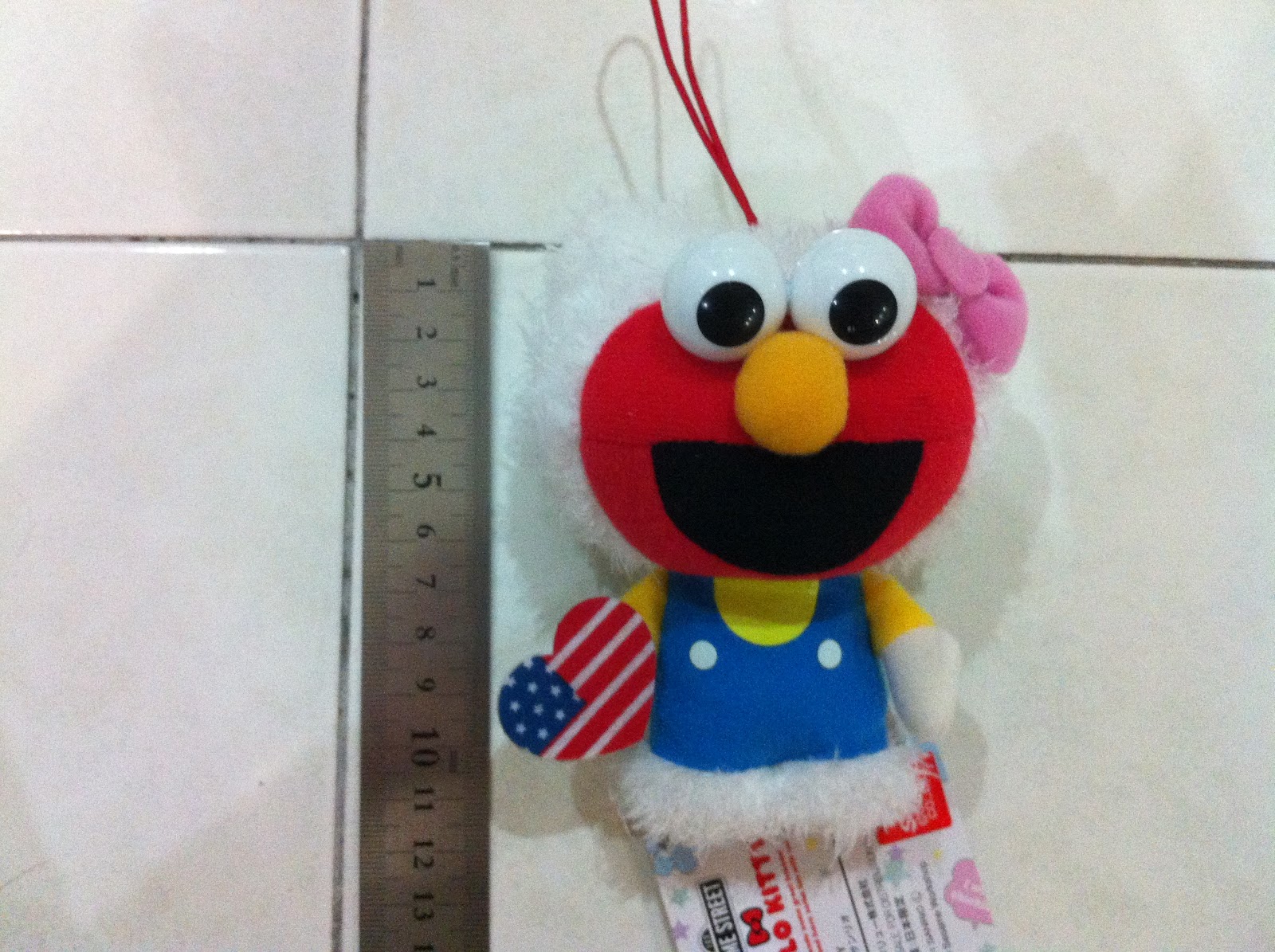 CatchUp Plush Hello Kitty x Elmo Keychain with USA heart 4 (CU088)