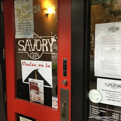 entrance to Savory Cafe in Woodland, California