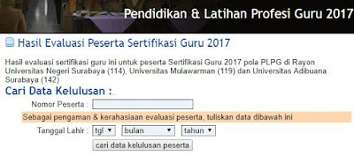 hasil utn peserta plpg 2017 unesa