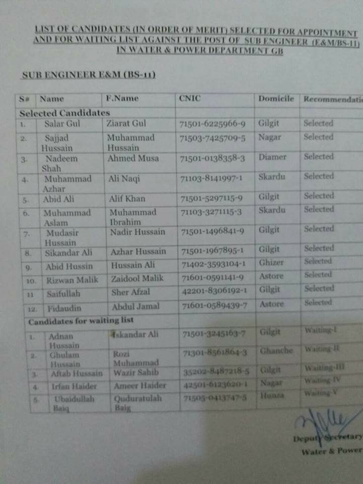 Water & Power department GilgitBaltistan