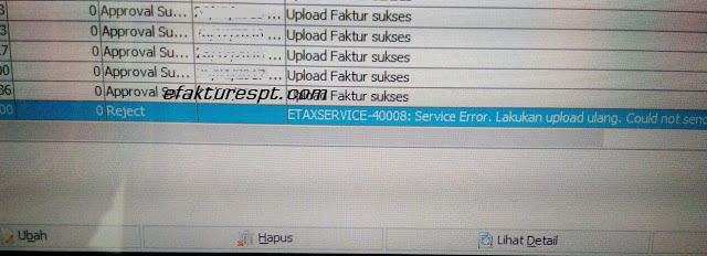 Solusi eFaktur error ETAXSERVICE-40008 : Service Error