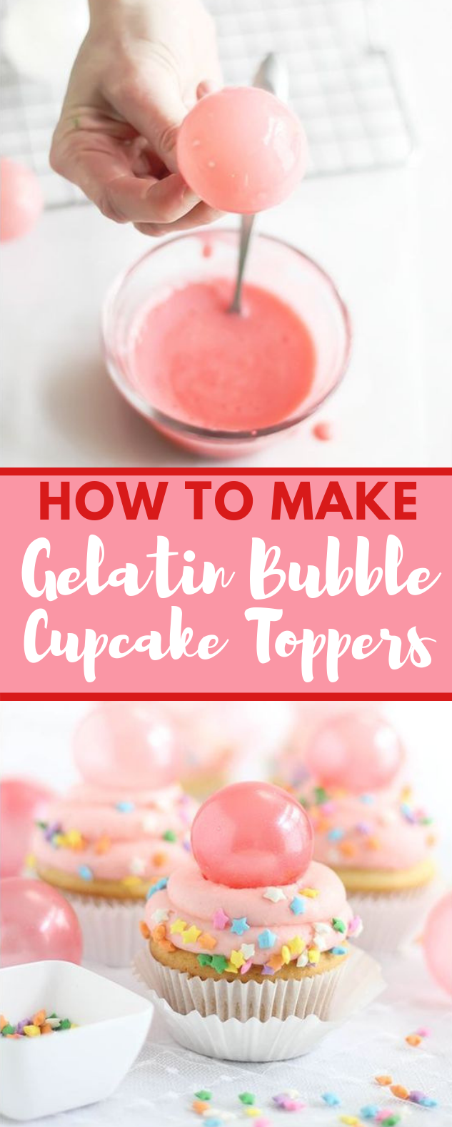 BUBBLE GUM FROSTING CUPCAKES WITH GELATIN BUBBLES #dessert #bubblegum