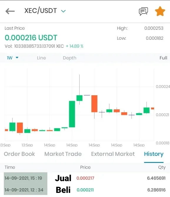 Contoh hasil trading modal kecil di market ECash