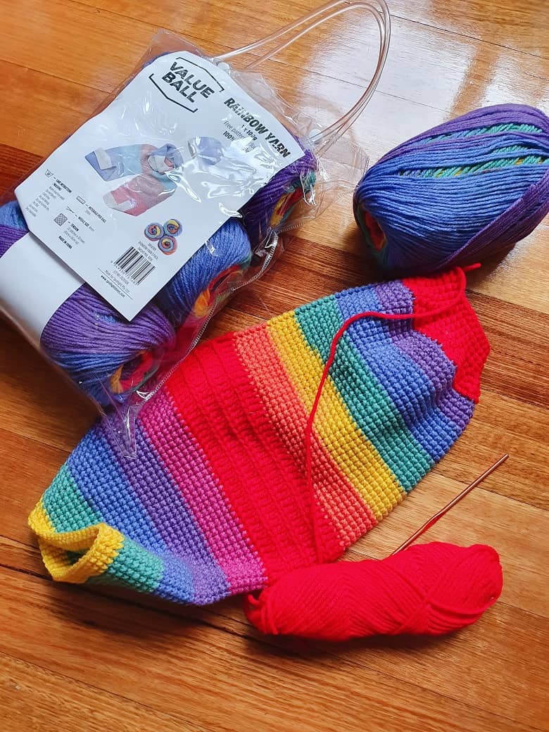 I Made a Crochet Rainbowthemed Jumper, and here's the result! For