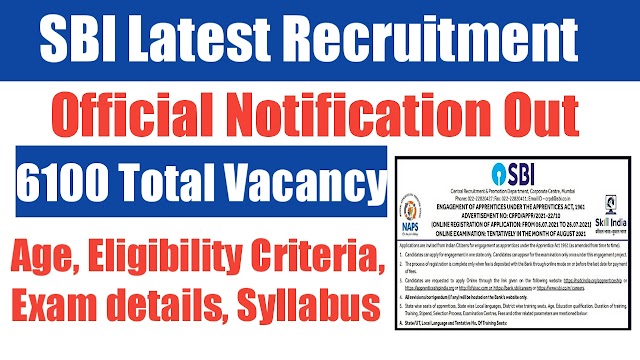 Sbi 6100 apprentice recruitment 2021 | Sbi exam syllabus & exam details