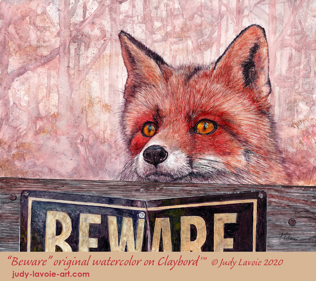 "Beware" an original watercolor © Judy Lavoie 2020