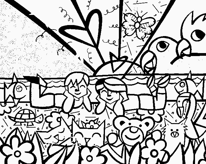 Desenhos Para Colorir do Romero Britto Formando Alunos