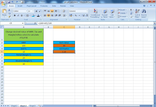 How to calculate Price to retailer (PTR) and Price to Stockist (PTS