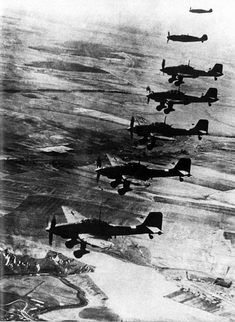 Junkers Ju 87B Stukas being escorted by Bf 109s 23 June 1941 worldwartwo.filminspector.com