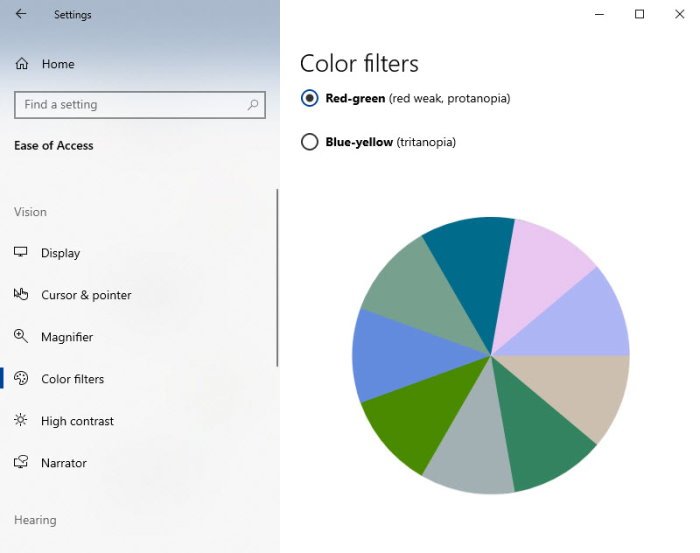 Habilitar filtros de color en Windows 10