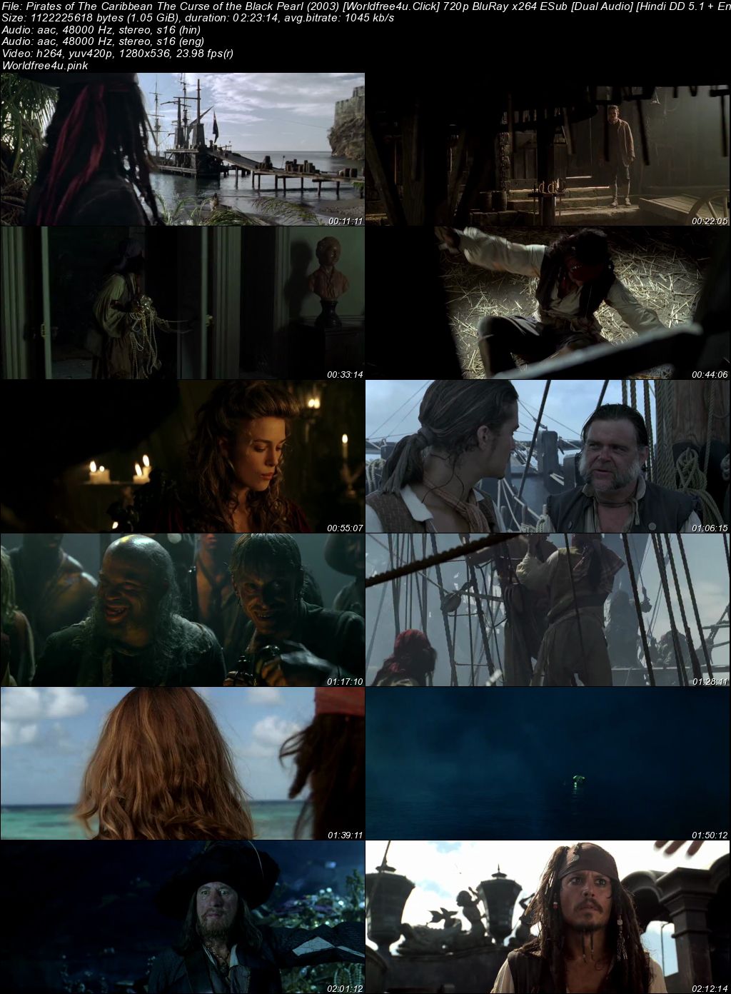 Pirates of the Caribbean: The Curse of the Black Pearl 2003 BRRip 720p Dual Audio