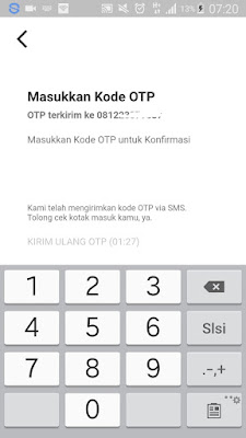 verifikasi kode otp Aplikasi Fazzcard Android