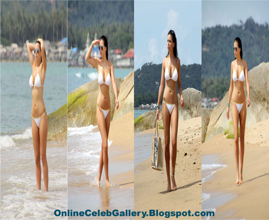 Imogen Thomas in White Bikini at the beach