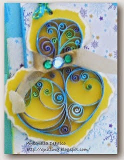 Lovely Quilled Blue Snowman card from Antonella at www.quilling.blogspot.com
