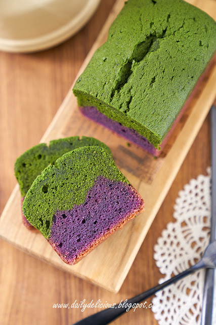 dailydelicious: Purple sweet potato and Green tea Pound cake