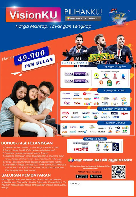 PAKET MNC VISION 2021 TAMPA BAYAR BULANAN - PROMO SEPTEMBER 2021