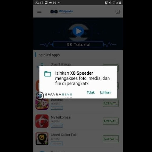 Izin Akses saat Instal X8 Speeder Tanpa Iklan