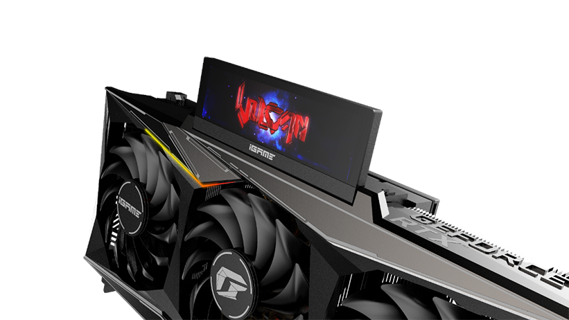 The COLORFUL iGame GeForce RTX 3080 Vulcan has a screen that flips The COLORFUL iGame GeForce RTX 3080 Vulcan has a screen that flips