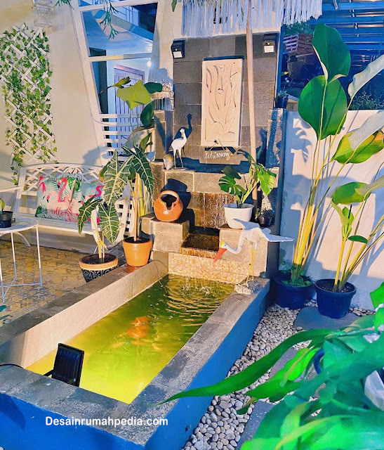 Inspirasi Taman Teras Rumah dengan Kolam Ikan, Rumah Semakin Sejuk