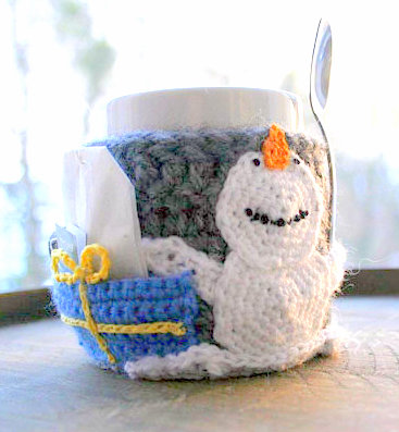 snowman mug cozy Crochet pattern