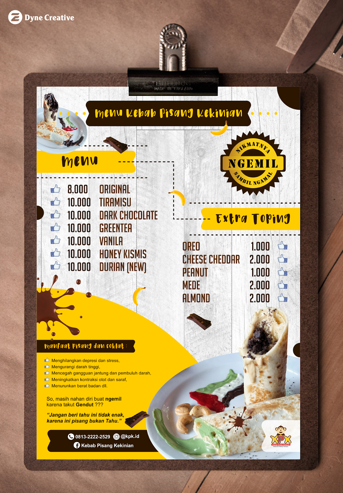 Dyne Creative Studio Kebab Pisang Kekinian Menu Design