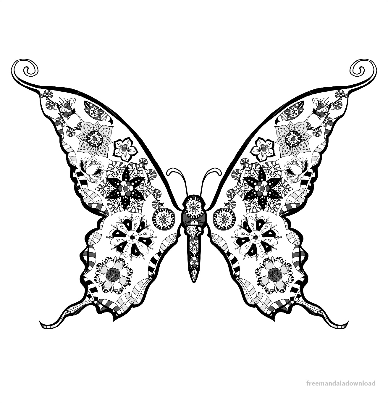 Sechs schöne Schmetterlinge für Design MANDALA ~ Free Mandala