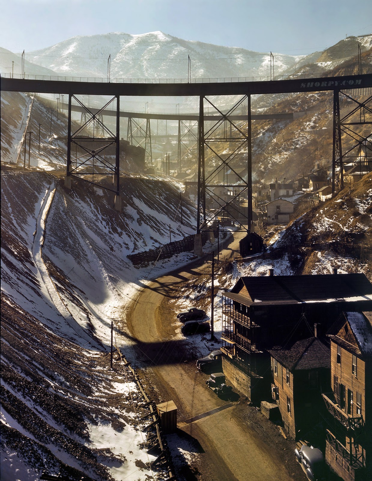 transpress nz Bingham Copper Mine railway bridges, Utah, November 1942