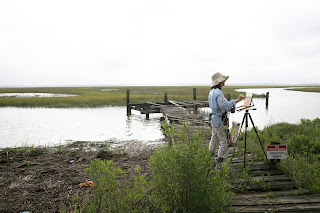Ellie Boyd painting the marshes of Glenn en plein air
