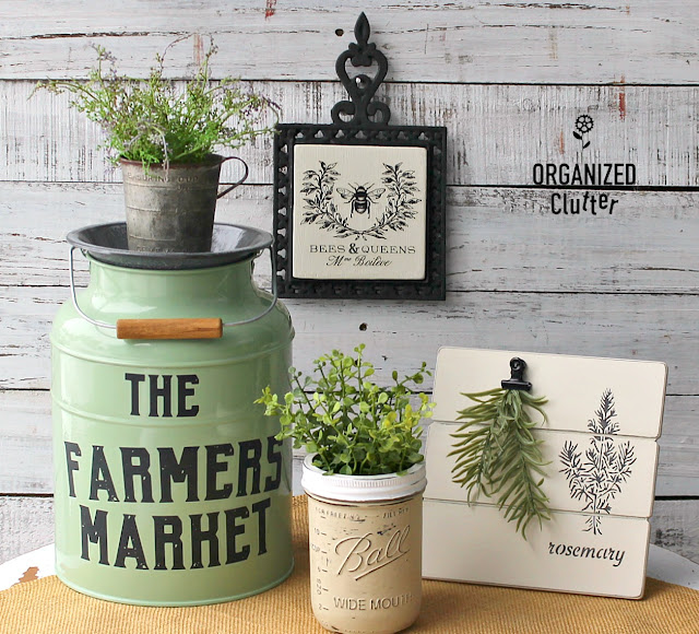 Thrift Shop Finds Upcycled As Early Spring Decor #upcycle #thriftshopmakeover #imagetransfer #redesignbyprima #farmhousedecor #farmhousestyle
