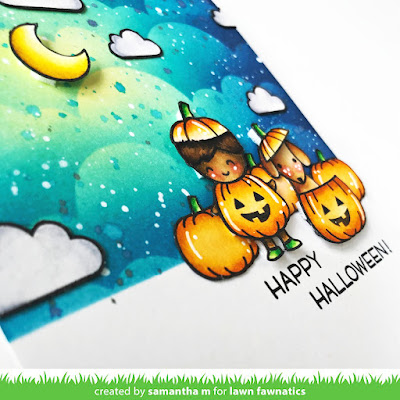 Happy Halloween Card by Samantha Mann, Lawn Fawn, Lawn Fawnatics Challenge, Distress Inks, Ink Blending, Halloween, Pumpkins, Card, Card Making, #lawnfawn #lawnfawnatics #halloween #cards #cardmaking #pumpkin