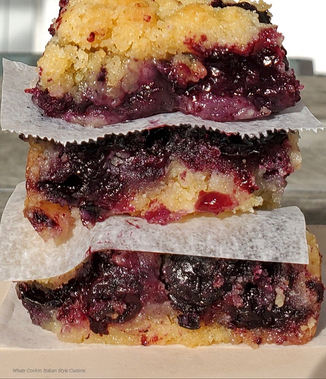 this is a stack of blueberry bars
