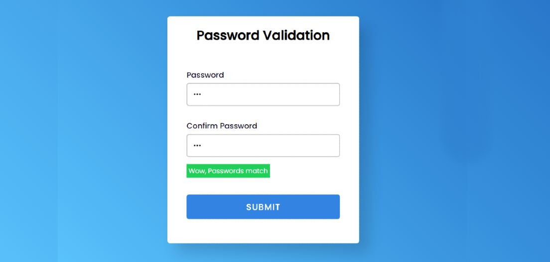 Javascript Confirm Password validation