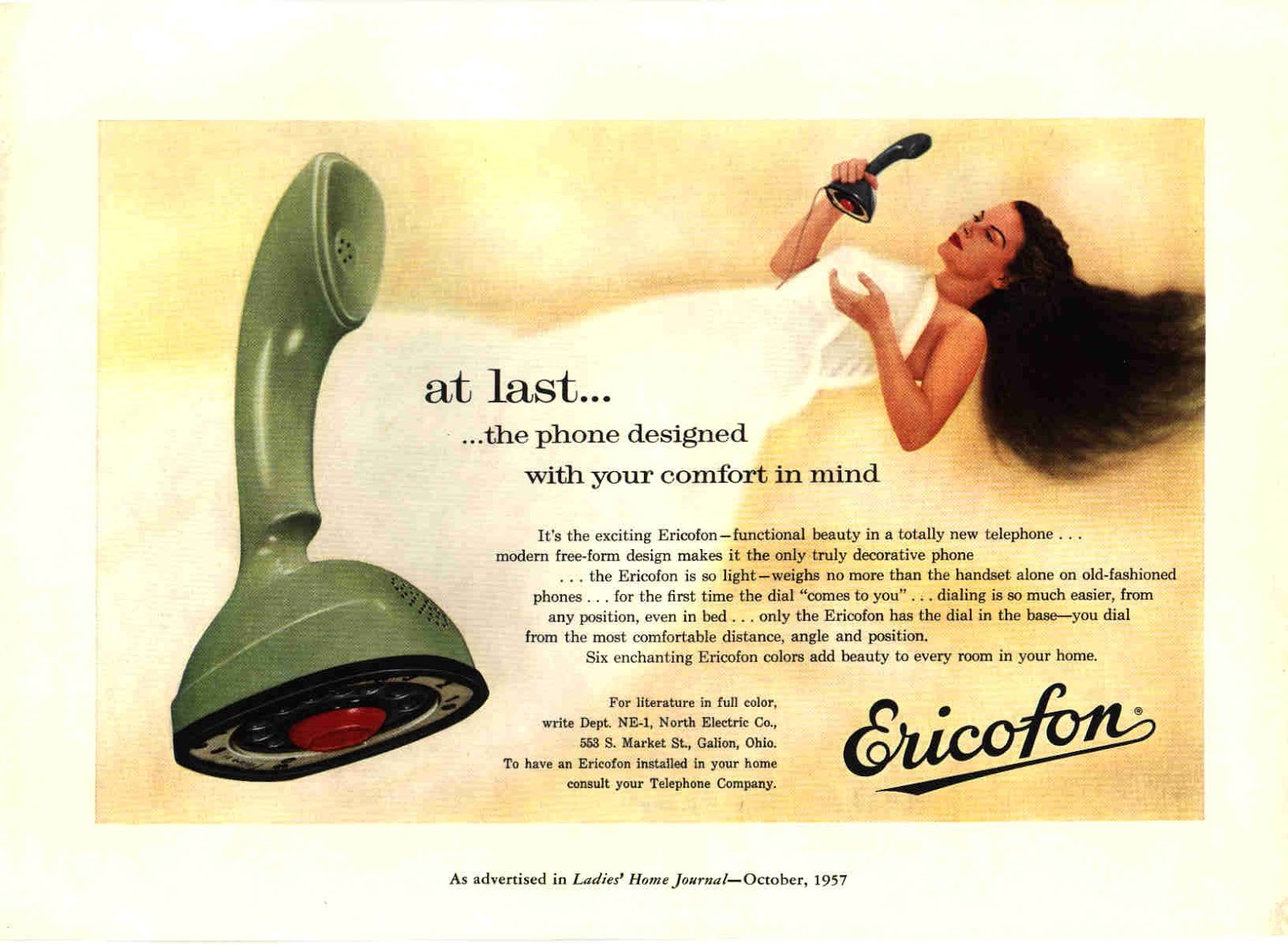 Vintage ads for Ericofon one piece rotary dial telephone  1950s 1970s - 79