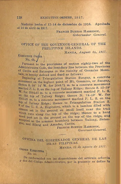 English version of Executive Order 68 series of 1917.
