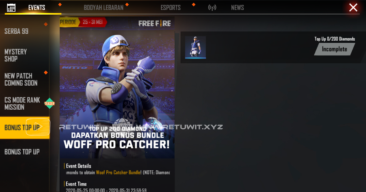 Event Bonus Top Up Free Fire Terbaru 200 Diamond Gratis