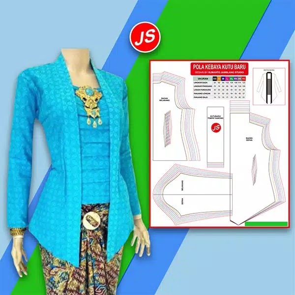 Pola Jiplak Kebaya Kutu Baru 8 in 1 JAMBLANG STUDIO