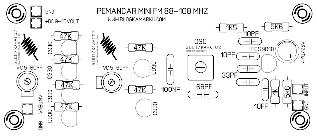 skema pemancar fm mini Dan layout PCB Komplit