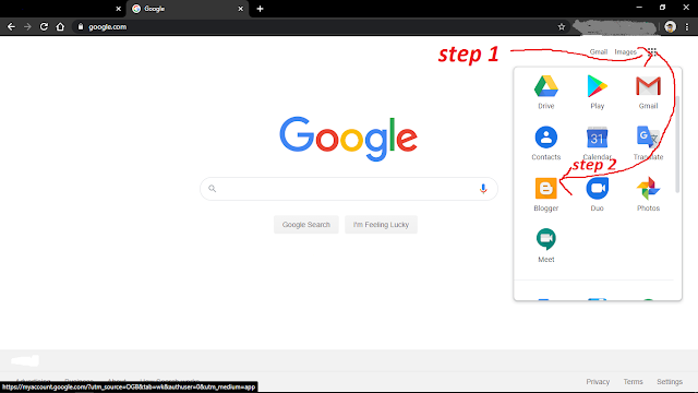 How to find blogger option in google?