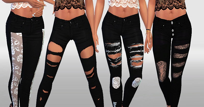 Sims 4 CC's - The Best: Winter black ripped jeans collection by ...