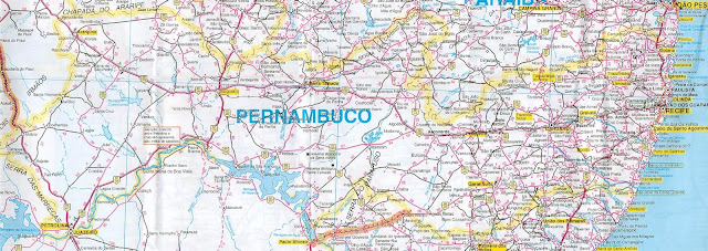 Mapa rodoviário de Pernambuco