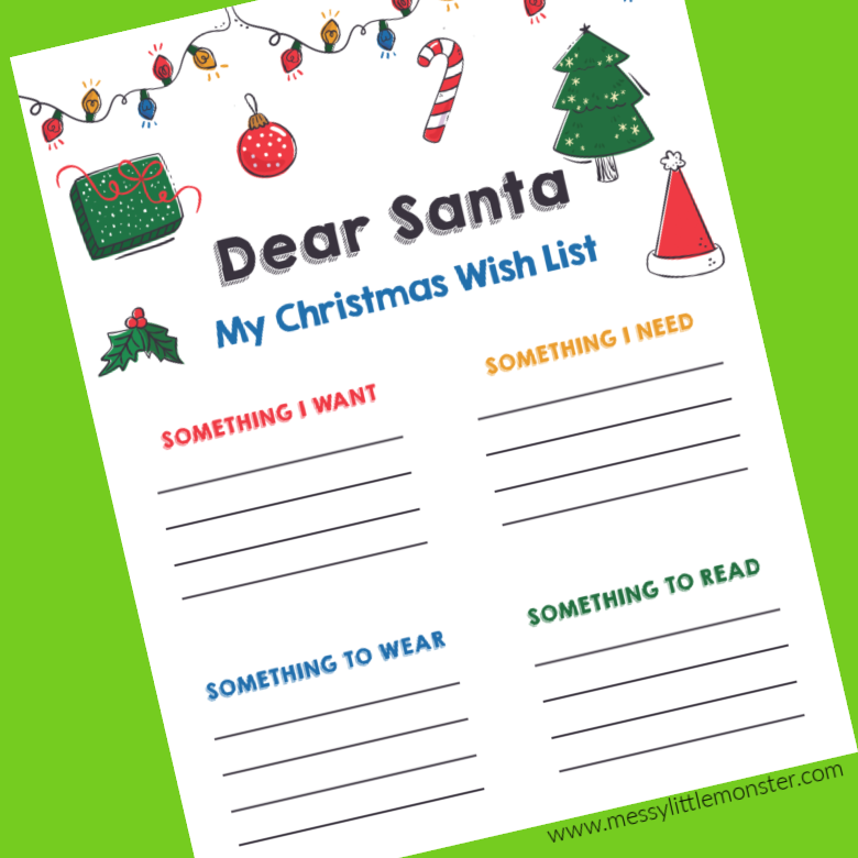 4 gifts for Christmas - Printable Christmas List