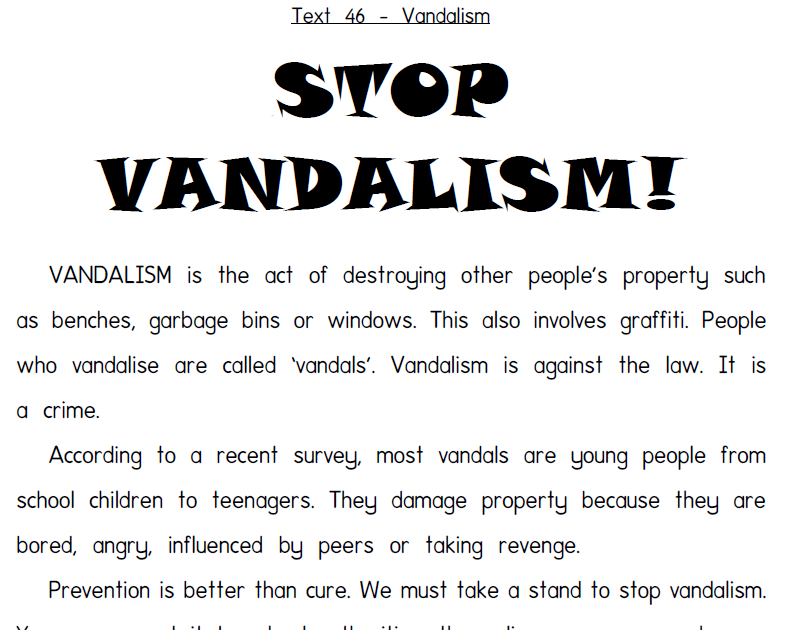 vandalism short essay for grade 11