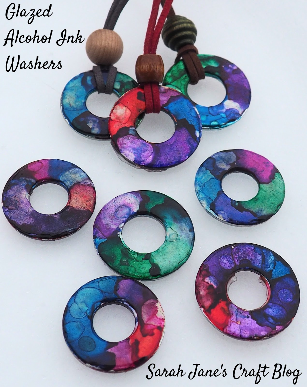 Glazed Alcohol Ink Washers Testing Three Types of Glaze